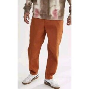 Standard Cloth Urban Outfitters Mens Large Nylon Tech Pant Cargo Orange Pockets